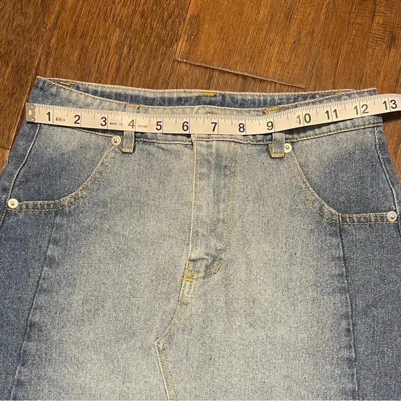 Altar’d State Denim Mini Skirt Frayed Hem - Picture 5 of 9